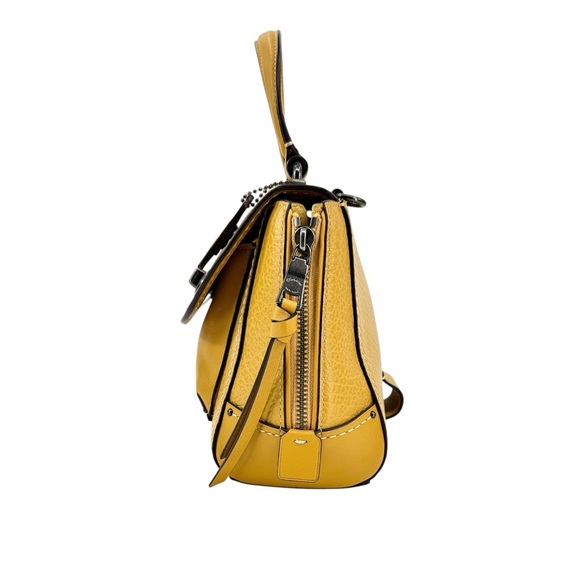 NWOT Coach Mini Faye Leather Backpack - Yellow Pebble Leather Mini Handbag - Picture 3 of 16
